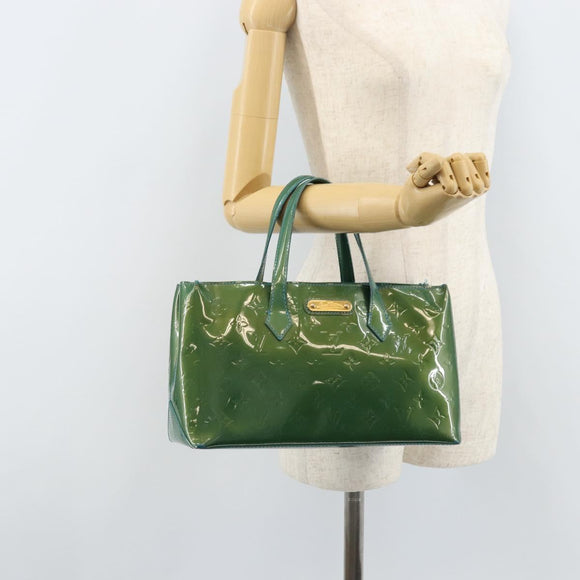 LOUIS VUITTON Vernis Wilshire PM Hand Bag Blue galatic M93646 LV Auth 172120