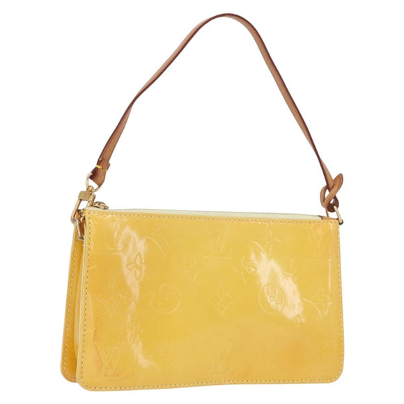 LOUIS VUITTON Vernis Lexington Accessory Pouch Lime Yellow M91058 Auth 172123
