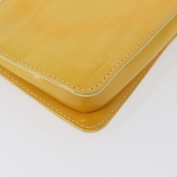 LOUIS VUITTON Vernis Lexington Accessory Pouch Lime Yellow M91058 Auth 172123