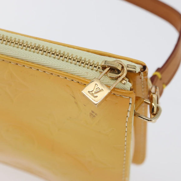 LOUIS VUITTON Vernis Lexington Accessory Pouch Lime Yellow M91058 Auth 172123