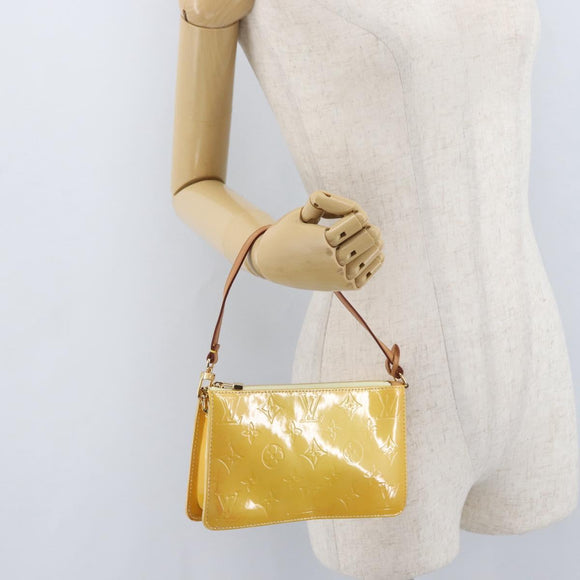 LOUIS VUITTON Vernis Lexington Accessory Pouch Lime Yellow M91058 Auth 172123