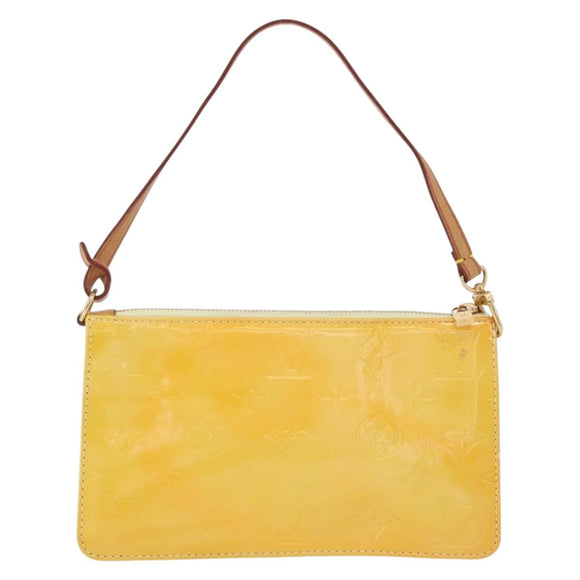 LOUIS VUITTON Vernis Lexington Accessory Pouch Lime Yellow M91058 Auth 172123