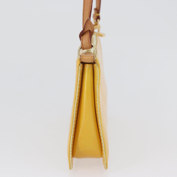 LOUIS VUITTON Vernis Lexington Accessory Pouch Lime Yellow M91058 Auth 172123