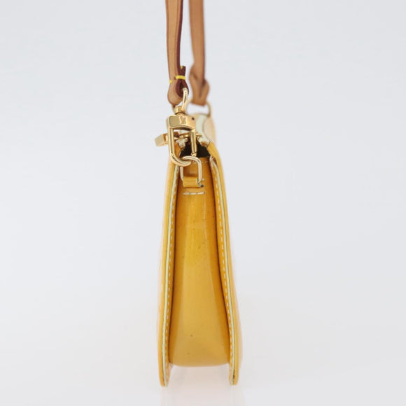 LOUIS VUITTON Vernis Lexington Accessory Pouch Lime Yellow M91058 Auth 172123