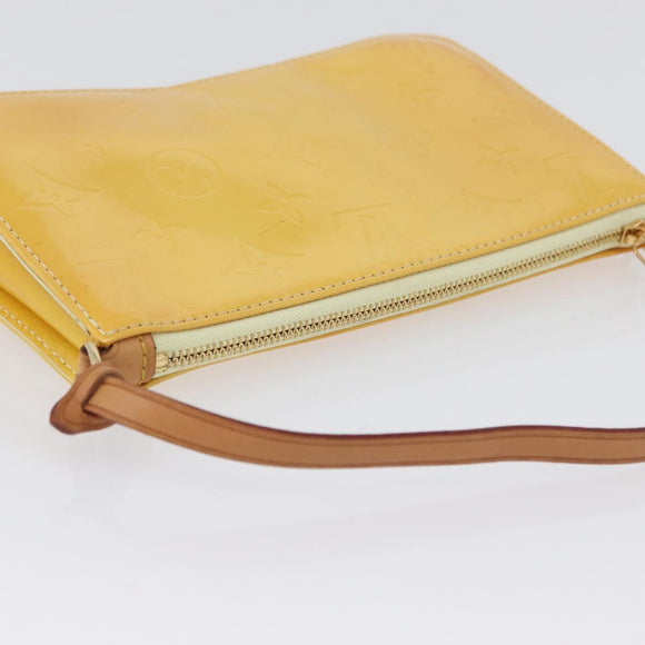 LOUIS VUITTON Vernis Lexington Accessory Pouch Lime Yellow M91058 Auth 172123