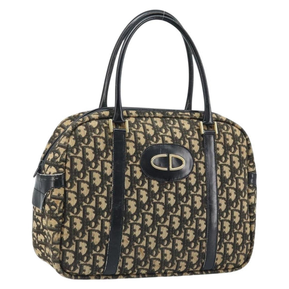 Christian Dior Trotter Canvas Handtasche Schwarz Gold Auth 172135