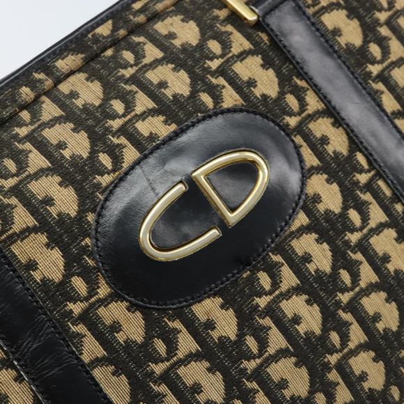 Christian Dior Trotter Canvas Handtasche Schwarz Gold Auth 172135