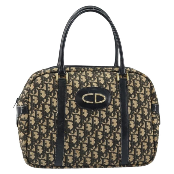 Christian Dior Trotter Canvas Handtasche Schwarz Gold Auth 172135