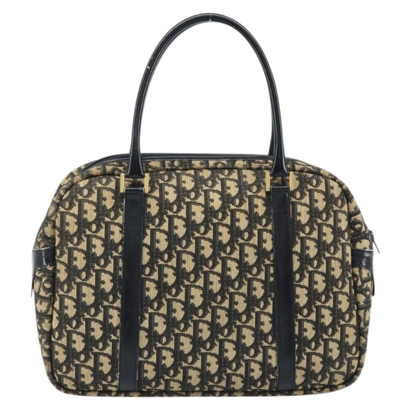 Christian Dior Trotter Canvas Handtasche Schwarz Gold Auth 172135