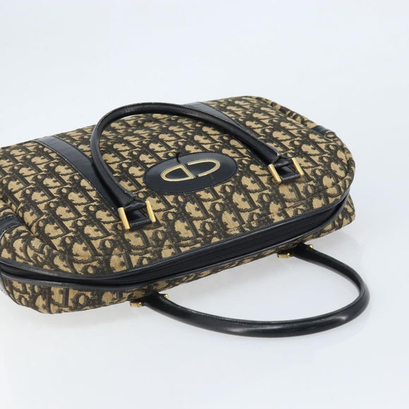 Christian Dior Trotter Canvas Handtasche Schwarz Gold Auth 172135