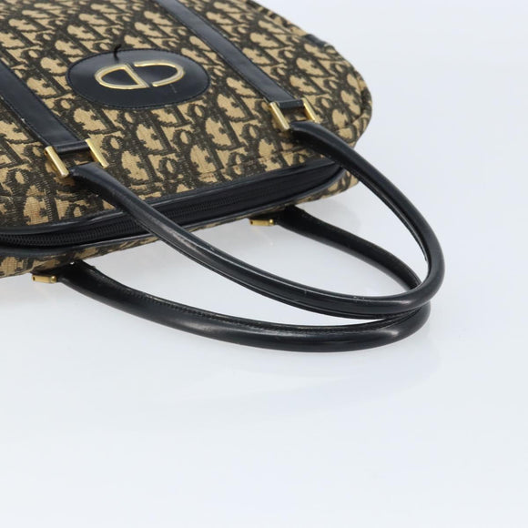 Christian Dior Trotter Canvas Handtasche Schwarz Gold Auth 172135