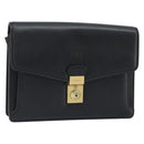 BALENCIAGA Clutch Bag Leather Black Gold Auth 172150-1