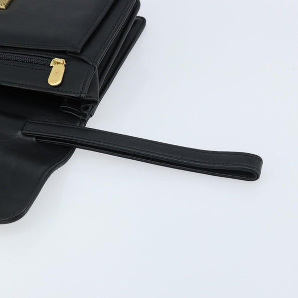 BALENCIAGA Clutch Bag Leather Black Gold Auth 172150