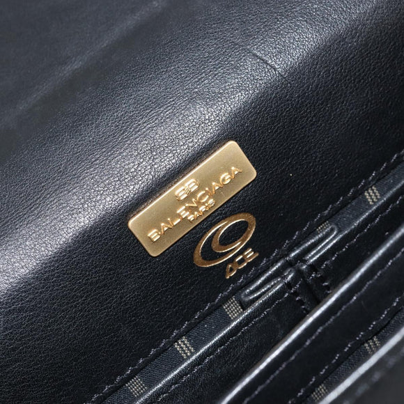 BALENCIAGA Clutch Bag Leather Black Gold Auth 172150