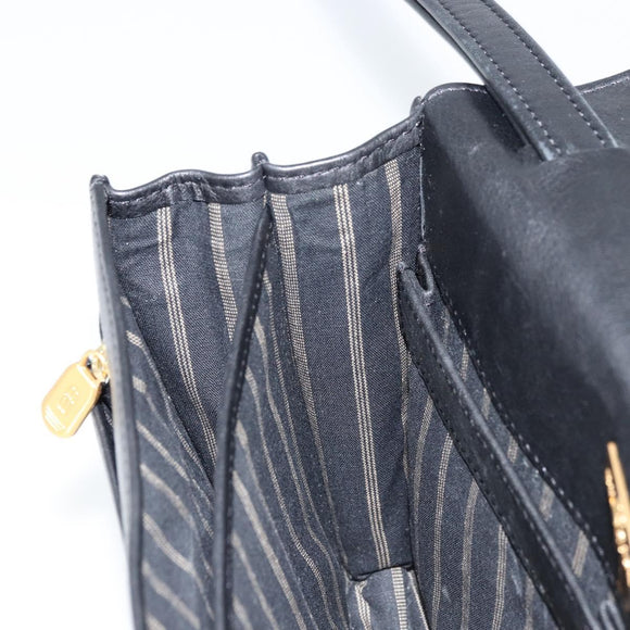 BALENCIAGA Clutch Bag Leather Black Gold Auth 172150