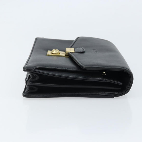 BALENCIAGA Clutch Bag Leather Black Gold Auth 172150