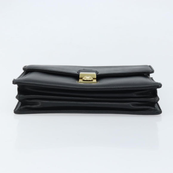 BALENCIAGA Clutch Bag Leather Black Gold Auth 172150