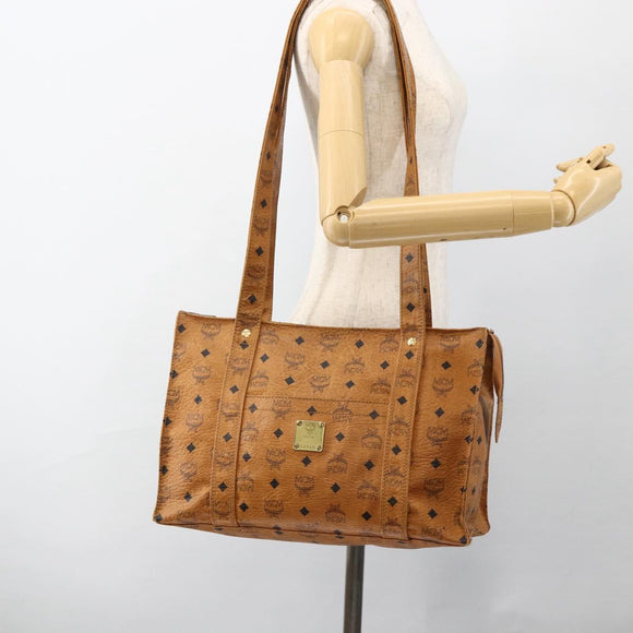 MCM Vicetos Logogram Shoulder Bag PVC Leather Brown Gold Auth 172151