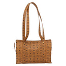 MCM Vicetos Logogram Shoulder Bag PVC Leather Brown Gold Auth 172151-2