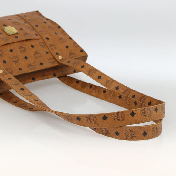 MCM Vicetos Logogram Shoulder Bag PVC Leather Brown Gold Auth 172151
