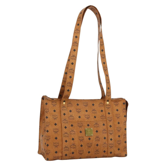 MCM Vicetos Logogram Shoulder Bag PVC Leather Brown Gold Auth 172152