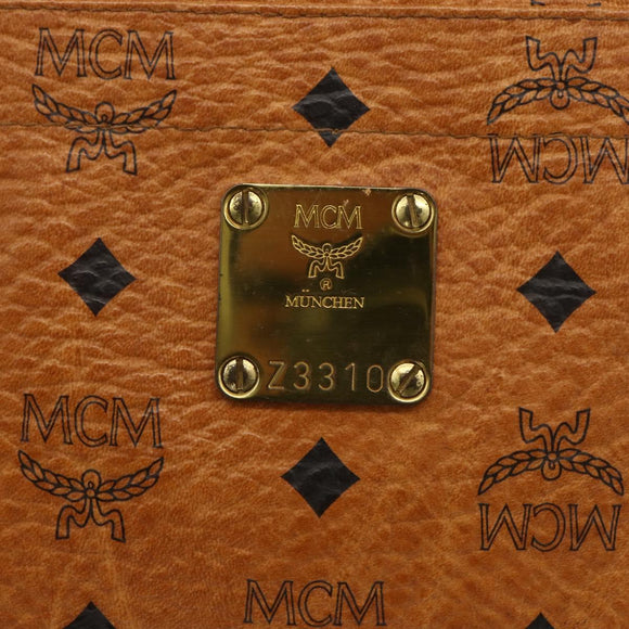 MCM Vicetos Logogram Shoulder Bag PVC Leather Brown Gold Auth 172152