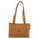 MCM Vicetos Logogram Shoulder Bag PVC Leather Brown Gold Auth 172152-2