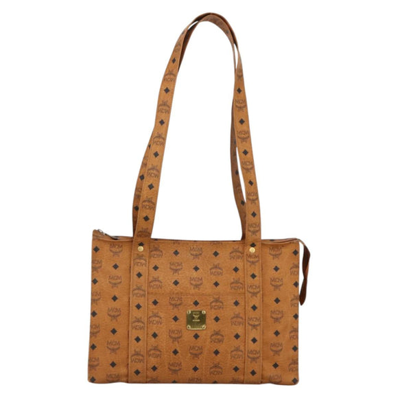 MCM Vicetos Logogram Shoulder Bag PVC Leather Brown Gold Auth 172152
