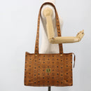 MCM Vicetos Logogram Shoulder Bag PVC Leather Brown Gold Auth 172152-22