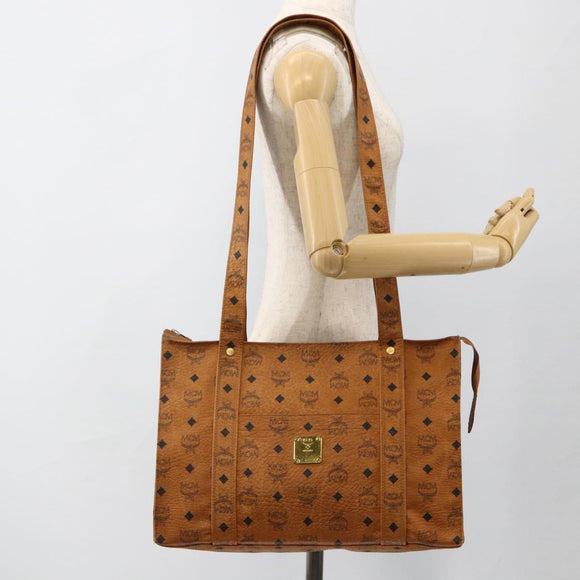 MCM Vicetos Logogram Shoulder Bag PVC Leather Brown Gold Auth 172152