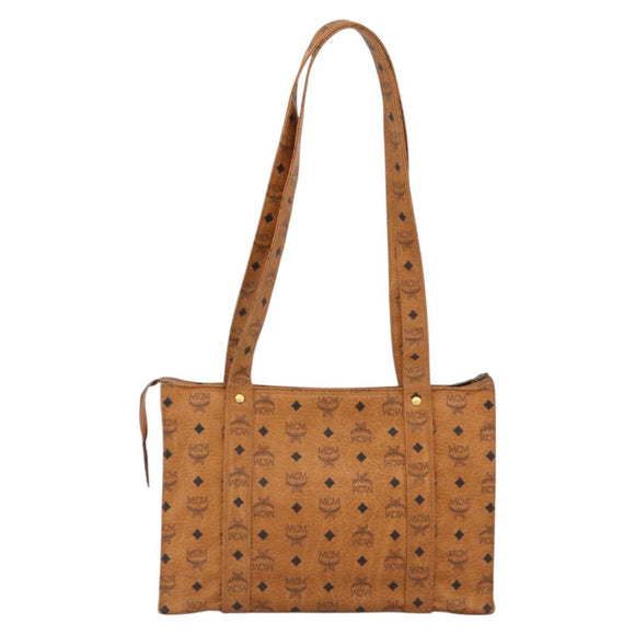 MCM Vicetos Logogram Shoulder Bag PVC Leather Brown Gold Auth 172152