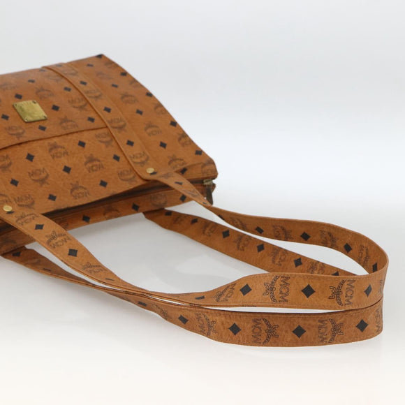MCM Vicetos Logogram Shoulder Bag PVC Leather Brown Gold Auth 172152