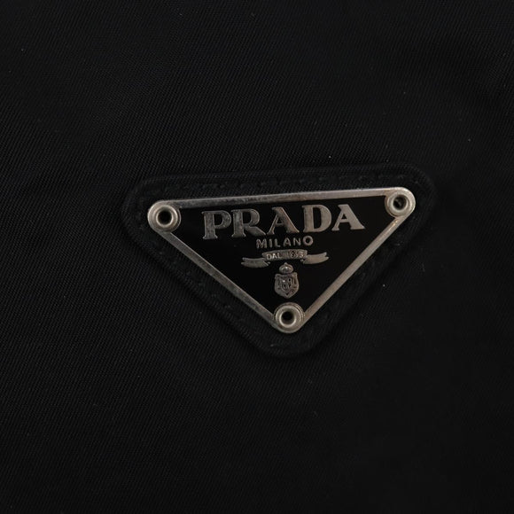 PRADA Boston Bag Nylon 2-Wege Schwarz Silber Auth 172154
