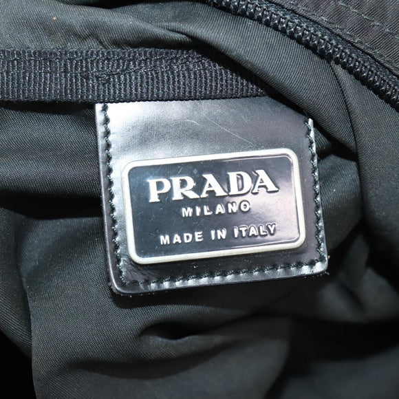 PRADA Boston Bag Nylon 2-Wege Schwarz Silber Auth 172154