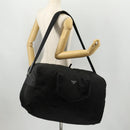 PRADA Boston Bag Nylon 2-Wege Schwarz Silber Auth 172154-26