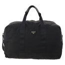 PRADA Boston Bag Nylon 2-Wege Schwarz Silber Auth 172154-13