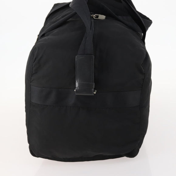 PRADA Boston Bag Nylon 2-Wege Schwarz Silber Auth 172154
