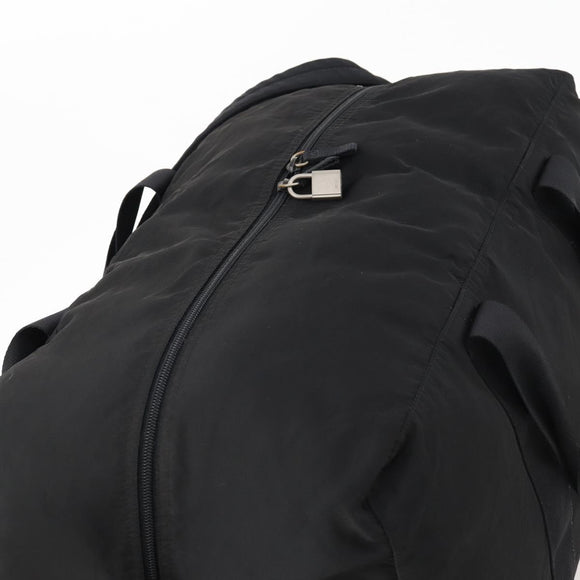 PRADA Boston Bag Nylon 2-Wege Schwarz Silber Auth 172154