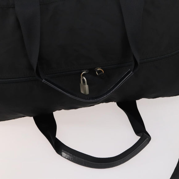 PRADA Boston Bag Nylon 2-Wege Schwarz Silber Auth 172154
