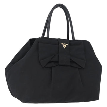 PRADA Tote Bag Nylon Gold Black Auth 172155