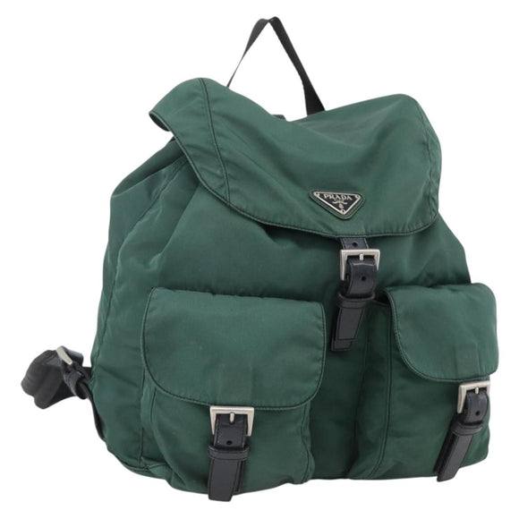 PRADA Backpack Nylon Green Silver Auth 172160