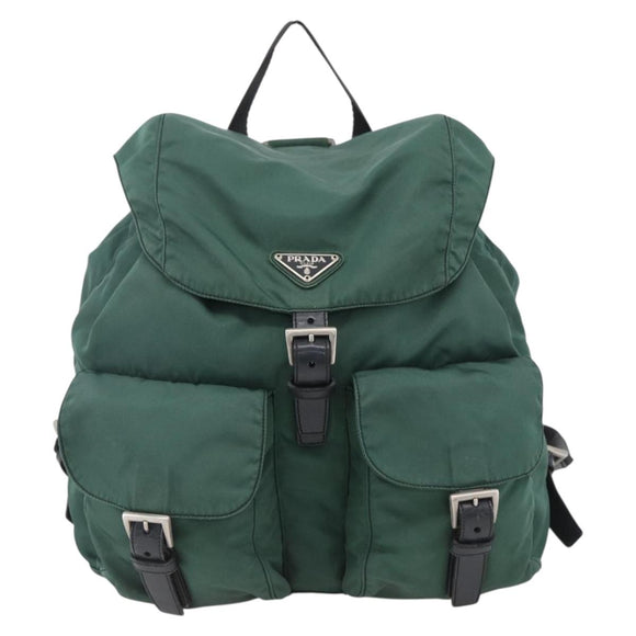 PRADA Backpack Nylon Green Silver Auth 172160