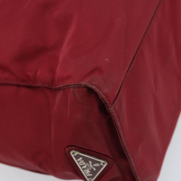 PRADA Hand Bag Nylon Red Silver Auth 172162