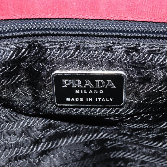 PRADA Hand Bag Nylon Red Silver Auth 172162
