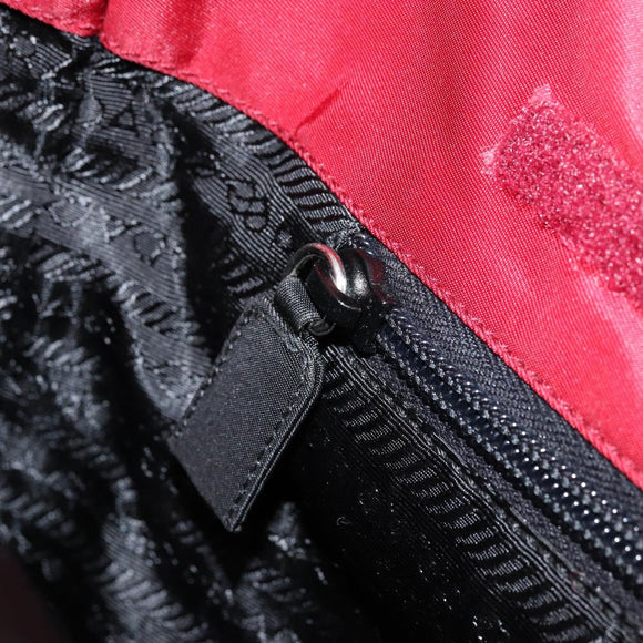 PRADA Hand Bag Nylon Red Silver Auth 172162