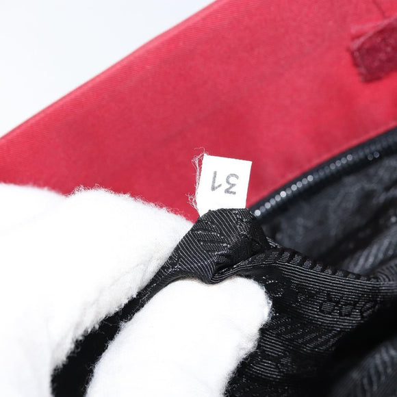 PRADA Hand Bag Nylon Red Silver Auth 172162