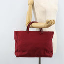 PRADA Hand Bag Nylon Red Silver Auth 172162-22