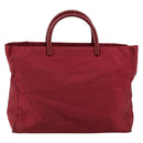 PRADA Hand Bag Nylon Red Silver Auth 172162-2