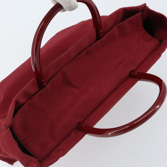 PRADA Hand Bag Nylon Red Silver Auth 172162