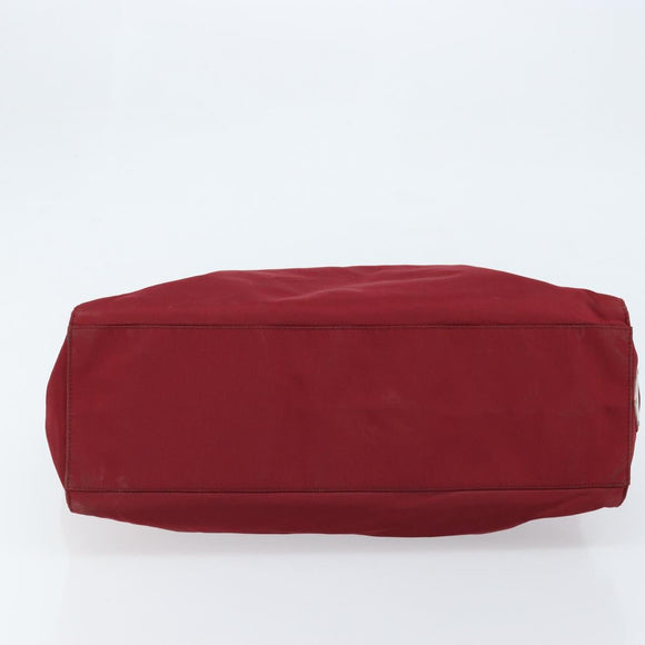 PRADA Hand Bag Nylon Red Silver Auth 172162